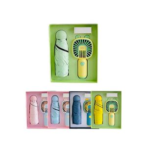 Ensemble cadeau pour filles en gros, 2 pièces, éventail et mini parapluie, pour femmes, joyeux anniversaire, pour promotion - Product Image 1