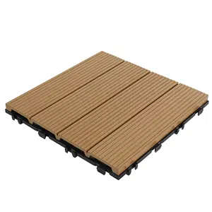 12ในกันน้ำ WPC Decking กระเบื้องประสาน DIY กระเบื้องสำหรับสวนกลางแจ้ง XF-C020