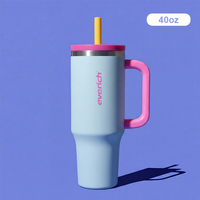 Gourde isotherme Everich 40oz, anti-fuite, à double paroi en acier inoxydable, avec paille pliable