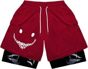 Short gothique 2 en 1 pour homme Short de basket-ball en maille Streetwear avec doublure - Product Image 1