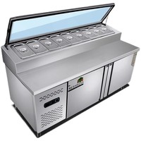 Comptoir Commercial En Acier Inoxydable Workbench Refroidisseur Nouvel État Réfrigérateur Affichage pour Pizza Salade pour Les Magasins D'alimentation