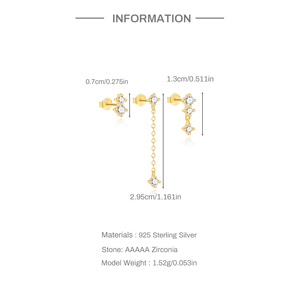 Juego de Aretes de Oro S925 al por Mayor, Joyería Minimalista de Tres Piezas con Circonita Blanca para Mujer - Product Image 2