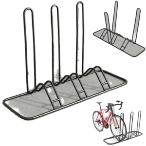 <span class=keywords><strong>Portabici</strong></span> a L da Pavimento in Acciaio Inossidabile Resistente per 3 Biciclette, Design Salvaspazio Anti-Caduta che Previene il Ribaltamento - Product Image 1