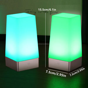 AMZ TK <span class=keywords><strong>TUME</strong></span> Offres Spéciales 2 lampes de table LED carrées avec batterie à distance Lampes de chevet à couleurs multiples Veilleuse Salon - Product Image 4