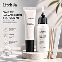 Kit de colle à ongles liquide semi-solide premium, dissolvant doux sans acétone, pour ongles à presser, qualité salon, DIY, longue tenue