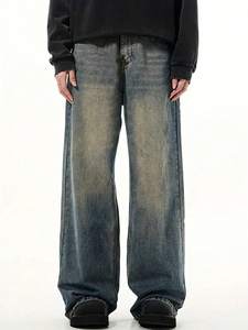 <span class=keywords><strong>Jeans</strong></span> Baggy Unisexe Vintage de Haute Qualité pour Hommes, Coupe Droite Ample, Taille Plus, Style Hip Hop Streetwear – Vente en Gros - Product Image 3