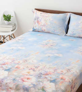 Impresionante Juego de Ropa de Cama de Seda Mágica de 1300 Hilos, Diseño Floral de Peonías en Acuarela, con Sábana Ajustable de 14 Pulgadas de Profundidad - Product Image 6