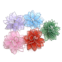 Applique chaîne 3D en strass faite à la main avec fleurs à 3 couches et centre en cristal pour patchs de couture DIY