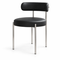 Chaise de salle à manger moderne à dossier rond, structure en métal chromé, assise circulaire rembourrée en bouclette, style nordique, chaise de café, chaise d'appoint de luxe