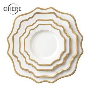 للبيع بالجملة بورسلين بحافة ذهبية 13 بوصة تأجير حفلات وحفلات الزفاف أنيق - Product Image 5