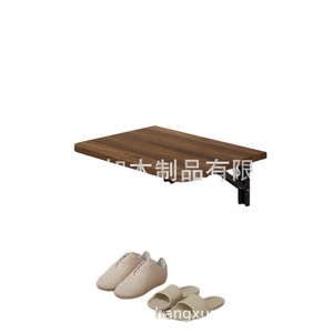 Wooden Wall Mounted <b>Shelf</b> Rectangle Retro Color Foldable Easy Installation Home <b>Bedroom</b> Bathroom Storage - Product Image 4