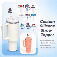 Cache-paille en silicone personnalisé, motif sportif, anti-poussière, pour gobelet, breloque de paille, fournitures de fête et cadeaux