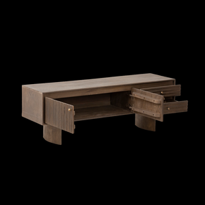 ตู้วางทีวีไม้เนื้อแข็งโครงสร้างแข็งแรง พร้อมแผงไม้แกะสลักลายพิเศษสำหรับห้องนั่งเล่น - Product Image 3