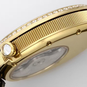 Montre de luxe élite de haute précision pour femme, édition limitée opulente, automatique, mécanique, cadran blanc, boîtier ovale en or, lunette sertie de diamants - Product Image 5