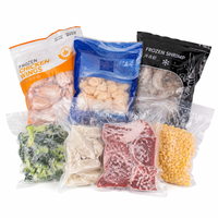 Sacs sous vide plats à trois soudures imprimés sur mesure, qualité alimentaire, laminés PA/PE, pour l'emballage de denrées congelées, viandes, fruits de mer et légumes