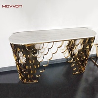 Table console d'entrée moderne de luxe en acier inoxydable doré rose de haute qualité pour la maison, vente en gros