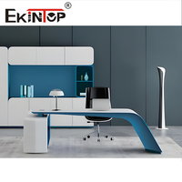 Ekintop Bureau de Direction Moderne Mobilier de Bureau Blanc Luxe Exécutif PDG Manager avec Tiroirs