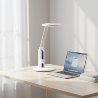 Lampe de bureau LED simple et contemporaine avec éclairage latéral en ABS, flexible, rotative, à intensité variable en continu, pour lecture, bureaux et études