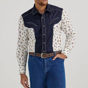 Chemise de cow-boy western à franges fantaisie, style rétro mexicain, coupe slim, à rayures, avec boutons pression perlés, style western ancien, de la marque West Apparel - Product Image 1