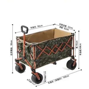 Groothandel Opvouwbare Utility Wagon Outdoor Tuin Camping Wagon Draagbare Strandkar Grote Capaciteit