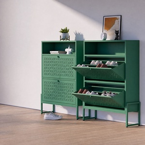Meuble à chaussures moderne en acier perforé, facile à assembler, gain <span class=keywords><strong>de</strong></span> place, pour entrée, rangement <span class=keywords><strong>de</strong></span> chaussures, vente en gros - Product Image 1