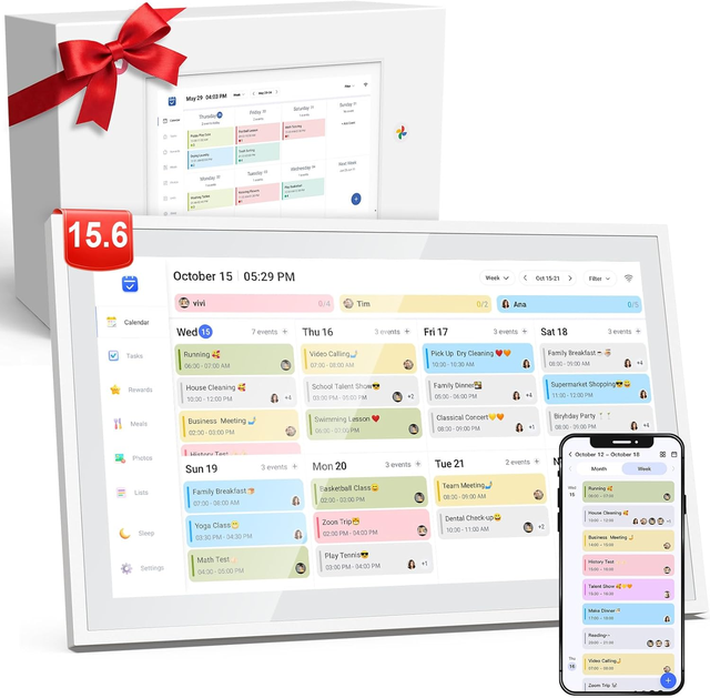15.6 Inch Wall-Mounted Smart Family Calendar with Capacitive Touch Screen IP65 Rated Android OS for Retail Stores Shopping Malls
