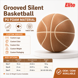Ballon de basketball silencieux rainuré <span class=keywords><strong>en</strong></span> mousse PU, doux au toucher, haute élasticité, sûr pour l'intérieur, logo personnalisé, taille, poids, couleur, OEM, ODM - Product Image 1