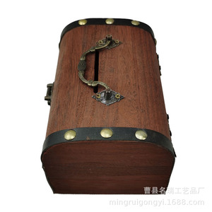 Caja de Madera Maciza Vintage para Tesoros, Diseño Clásico Rectangular, Caja de Almacenamiento de Joyas, Decoración para el Hogar, Caja de Dinero con Cerradura - Product Image 2