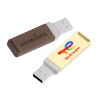 Flash Drive USB 2.0 Kayu Logam Ramah Lingkungan Baru 64GB/32GB/16GB Kecepatan Tinggi Bersertifikasi CE/RoHS Retensi Data 10 Tahun UM218 Slim