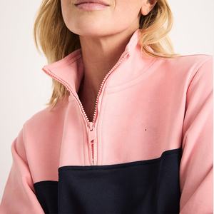 BAOLA Women French Terry Sweatshirt Ribbed Inner Collar with Zip Neckline Long Sleeves Lightweight Cotton <strong>Jumper</strong> - Product Image 2