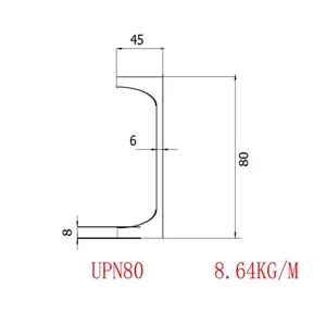 قنوات فولاذية UPN50 حجم 50 * 38 * 5 * 7 معيار EN10279 مادة حجم القسم S235JR