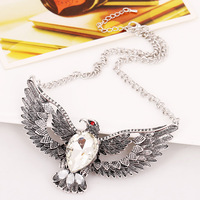 Colliers pendentifs en cristal d'aigle vintage pour femmes, nouveau style ethnique, grand collier animal, collier ras du cou