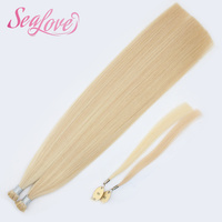 Extensions de cheveux blondes à double trame, 100% cheveux humains vierges, cuticules alignées, pointes en I, cheveux chinois