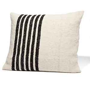 Fashionable Boho Stripe Look Cotton Cushion Cover Handwoven Decorative <b>Throw</b> <b>Pillow</b> Luxury INDIAN TEXTILES Non-Toxic Removable - Product Image 1