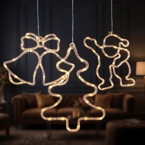 Battery Operated Copper Christmas Shape Hanging Ornament <b>LED</b> Display Screen <b>Lights</b> Indoor Window Home Xmas High Quality - Product Image 6