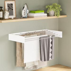 Tendedero de Ropa Plegable de Acero Inoxidable con 5 Varillas, Montado en la Pared, Oculto, para Lavandería - Product Image 6