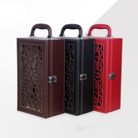 Caja de Vino Roja Retro, Caja de Embalaje de Vino y Té de Alta Gama, Caja de Regalo de Cuero PU