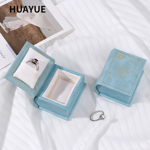 Huayue カスタム ロゴ プリント ブック 型 紙製 リング イヤリング ネックレス 包装 ジュエリー ボックス - Product Image 3