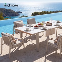 Ensemble de mobilier de jardin extérieur en aluminium imperméable pour terrasse, table et chaises de restaurant modernes, vente en gros d'usine