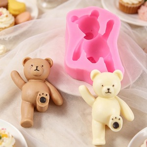 Kicking Bear Silicone <b>Mold</b> Pink 1 Piece For Cake Decoration DIY Baking Chocolate Fondant - Product Image 3