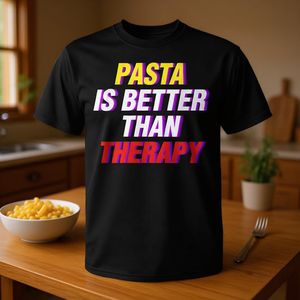 La pasta es mejor que la terapia, comida reconfortante, camiseta para amantes de la macarrón - Product Image 3