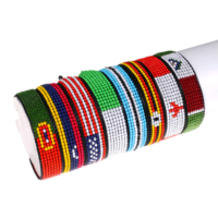 Bracelet artisanal vintage en perles de verre Miyuki, ajustable, unisexe, avec motif drapeau patriotique