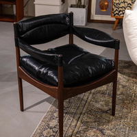 Nordic Denmark Stylist Komfort Einzelsofa Wohnzimmer Holz-Leder-Relaxsessel Umweltfreundlich Langlebig Hotel Zuhause Büro Apartment