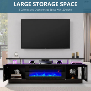 <span class=keywords><strong>Mueble</strong></span> de <span class=keywords><strong>TV</strong></span> de <span class=keywords><strong>85</strong></span> <span class=keywords><strong>Pulgadas</strong></span> con Chimenea Eléctrica y Soporte de Madera LED de Tamaño Personalizado <span class=keywords><strong>para</strong></span> Oficina en Casa - Product Image 4