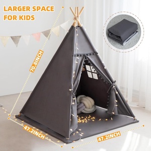 Tente <span class=keywords><strong>tipi</strong></span> pour enfants en toile <span class=keywords><strong>de</strong></span> coton pour enfants avec tapis, lumières étoilées, étui <span class=keywords><strong>de</strong></span> transport - Product Image 3