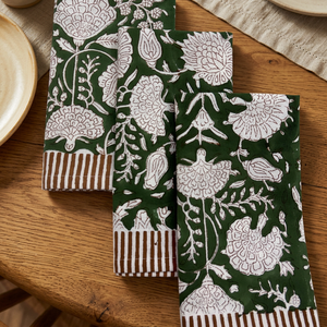 100% Cotton Eco-friendly Vintage <b>Square</b> Wedding Events Home Parties <b>Black</b> Handmade Modern Floral Block Printed Customizable - Product Image 3