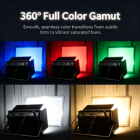 Lumière LED de studio en alliage d'aluminium 300W, 600x LED RGBCW 5-en-1, Ra95, 360 couleurs, DMX512, 9 canaux, éclairage professionnel