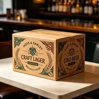 Boîte à bière en carton ondulé imperméable personnalisée de qualité supérieure, imprimée en offset, avec motif de tasse dorée, pour bière Amber, production 72H, emballage cadeau