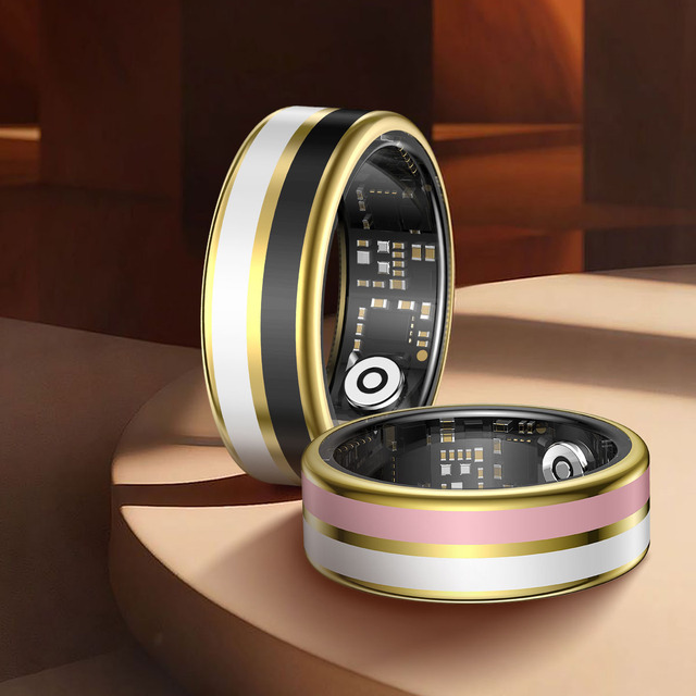 2026 New Stainless Steel Smart Ring Heart Rate Blood Oxygen Monitor Sleep Stress Tracking IP68 Waterproof Enamel Color Ring