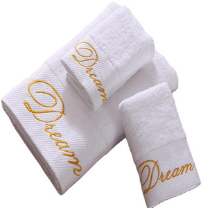 Wholesale Luxury Solid Color Embroidery Bath <strong>Towel</strong> Sets 600gsm White Cotton for Hotels and Spas - Product Image 3